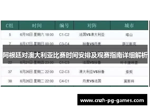 阿根廷对澳大利亚比赛时间安排及观赛指南详细解析